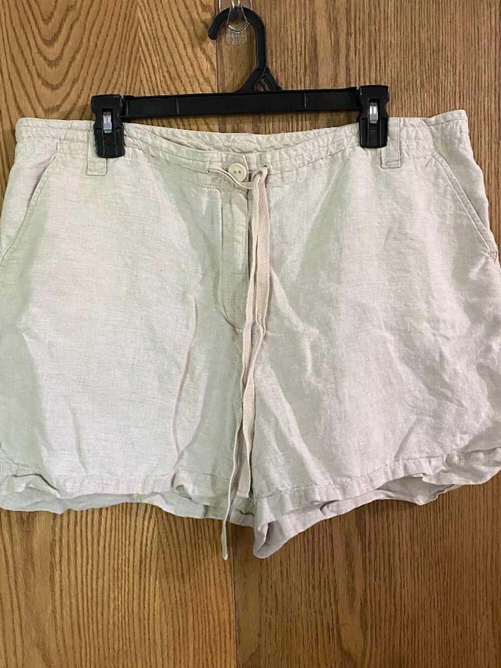Talbots Petites Sz 16 100% Irish Linen Drawstring Shorts Oatmeal Beige